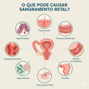infográfico mostrando causas do sangramento anal